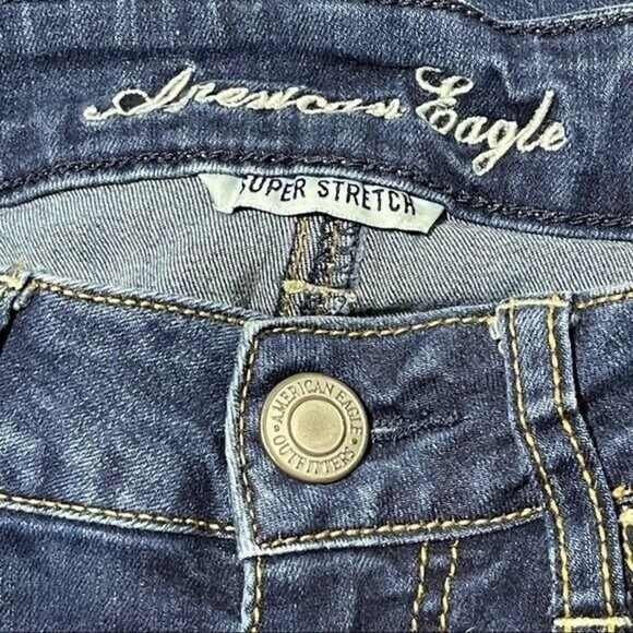 American Eagle Sz 0 Women Jeans Super Stretch Blue distressed - Picture 5 of 12
